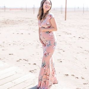 PinkBlush off the shoulder floral mermaid maxi